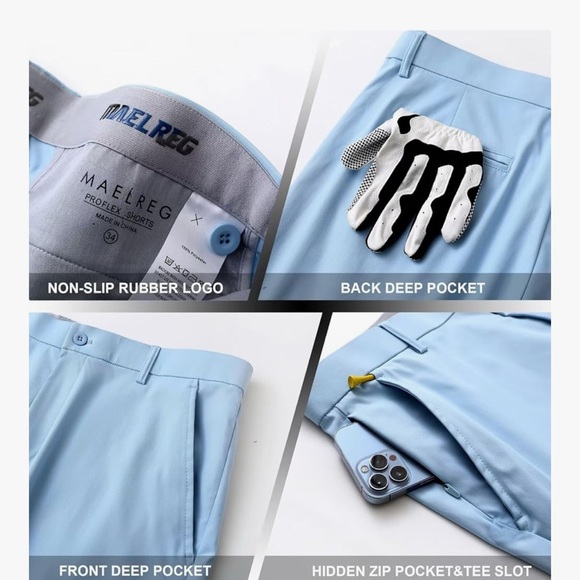 Maelreg Light Blue Men's Flat Front Shorts 34 x 7” NWT - Picture 3 of 12